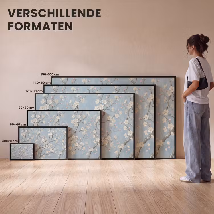 Canvas met lijst - Takken - Kersenbloesem - Blauw — 7