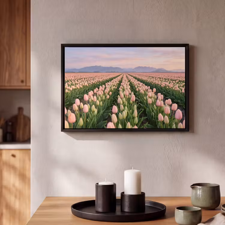 Canvas met lijst - Tulpen - Landschap - Roze — 2