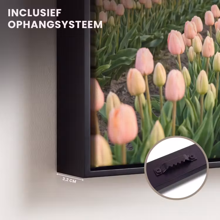 Canvas met lijst - Tulpen - Landschap - Roze — 3