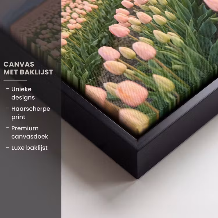 Canvas met lijst - Tulpen - Landschap - Roze — 5