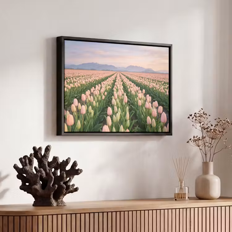 Canvas met lijst - Tulpen - Landschap - Roze — 6