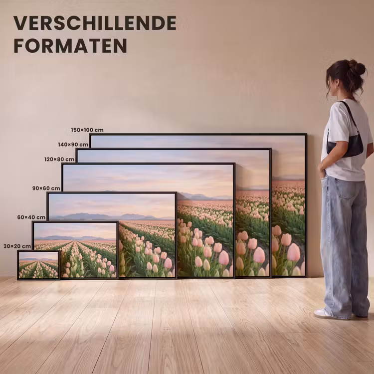 Canvas met lijst - Tulpen - Landschap - Roze — 7