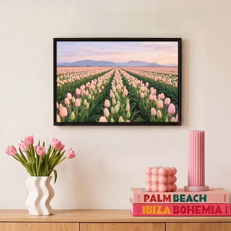 Canvas met lijst - Tulpen - Landschap - Roze — 8