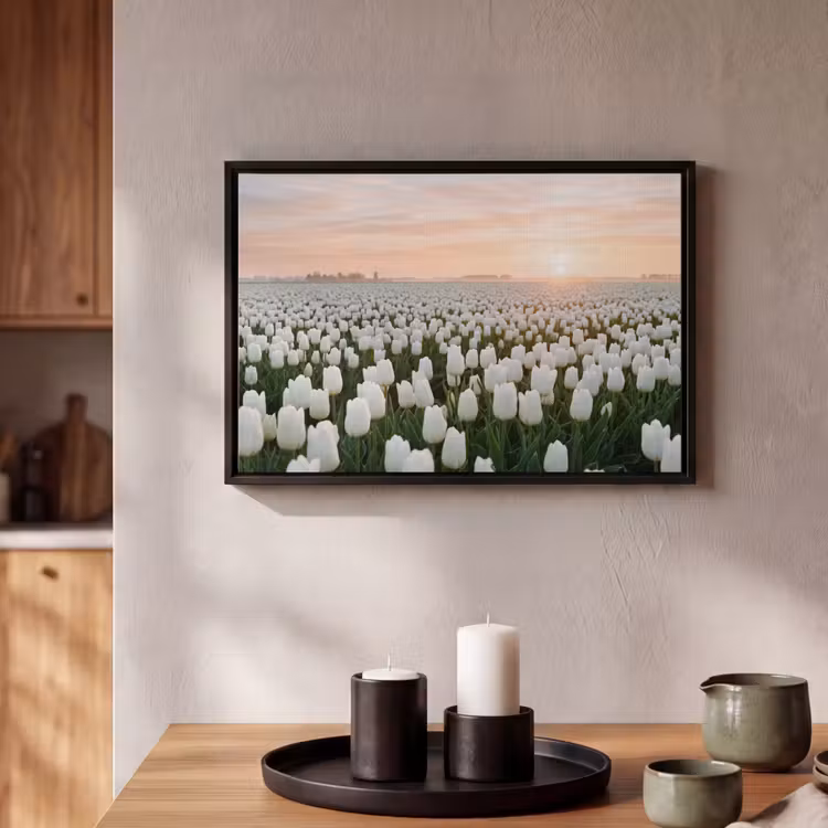 Canvas met lijst - Tulpen - Landschap - Wit — 2