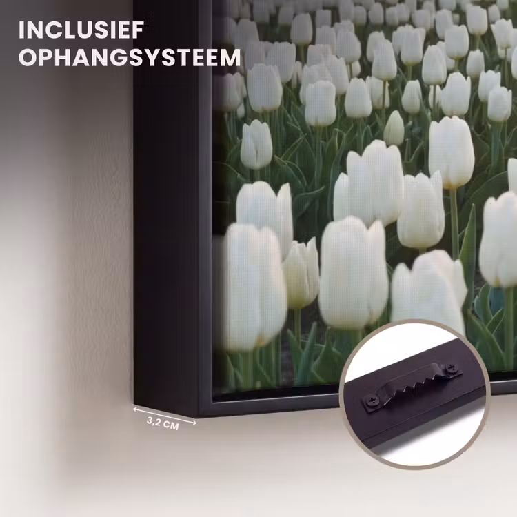 Canvas met lijst - Tulpen - Landschap - Wit — 3