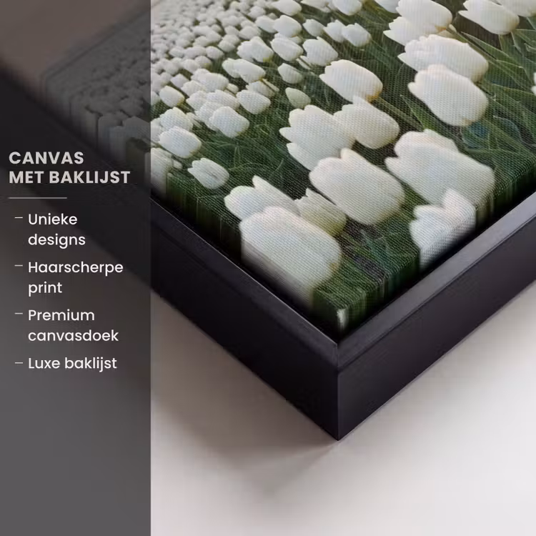 Canvas met lijst - Tulpen - Landschap - Wit — 5
