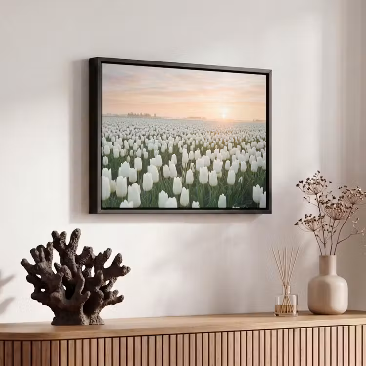 Canvas met lijst - Tulpen - Landschap - Wit — 6