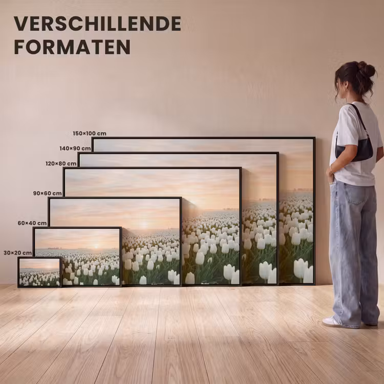 Canvas met lijst - Tulpen - Landschap - Wit — 7