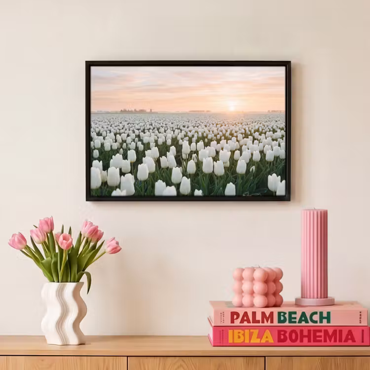 Canvas met lijst - Tulpen - Landschap - Wit — 8