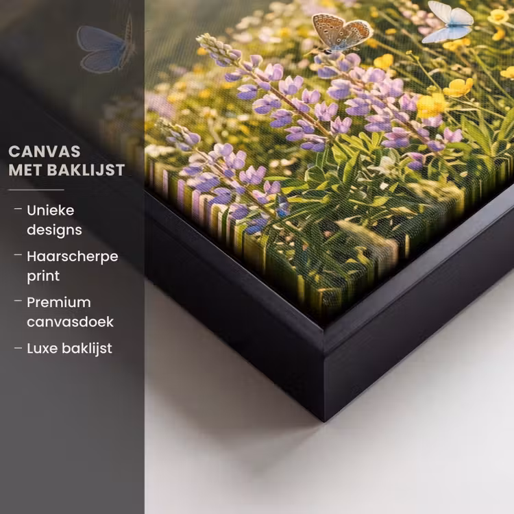 Canvas met lijst - Vlinders - Waterval - Bloemenveld — 5