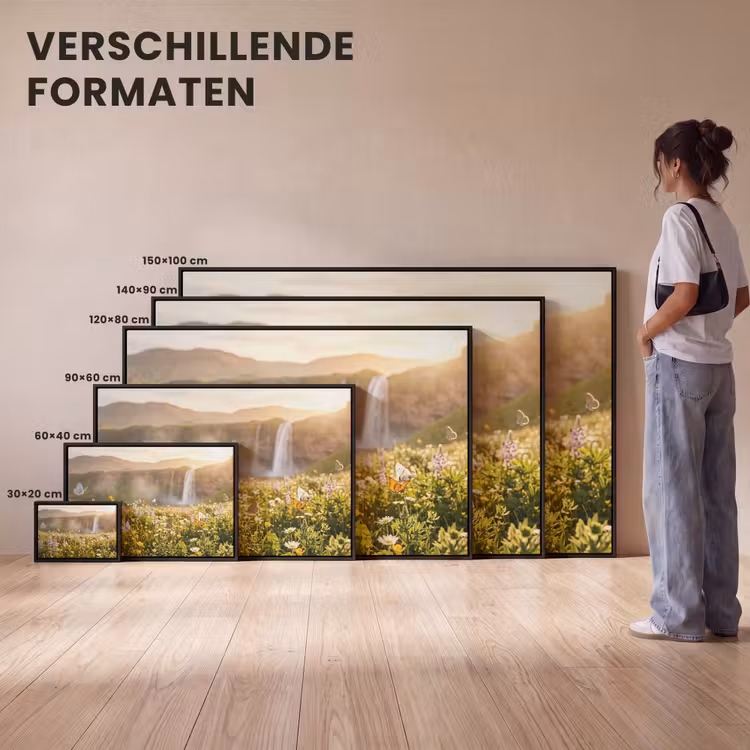 Canvas met lijst - Vlinders - Waterval - Bloemenveld — 7