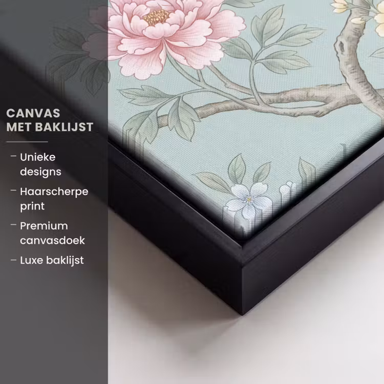 Canvas met lijst - Vogel - Bloemen - Kleurrijk — 5