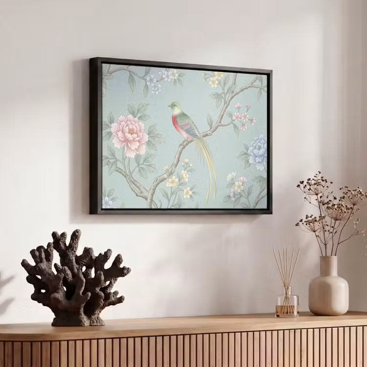 Canvas met lijst - Vogel - Bloemen - Kleurrijk — 6
