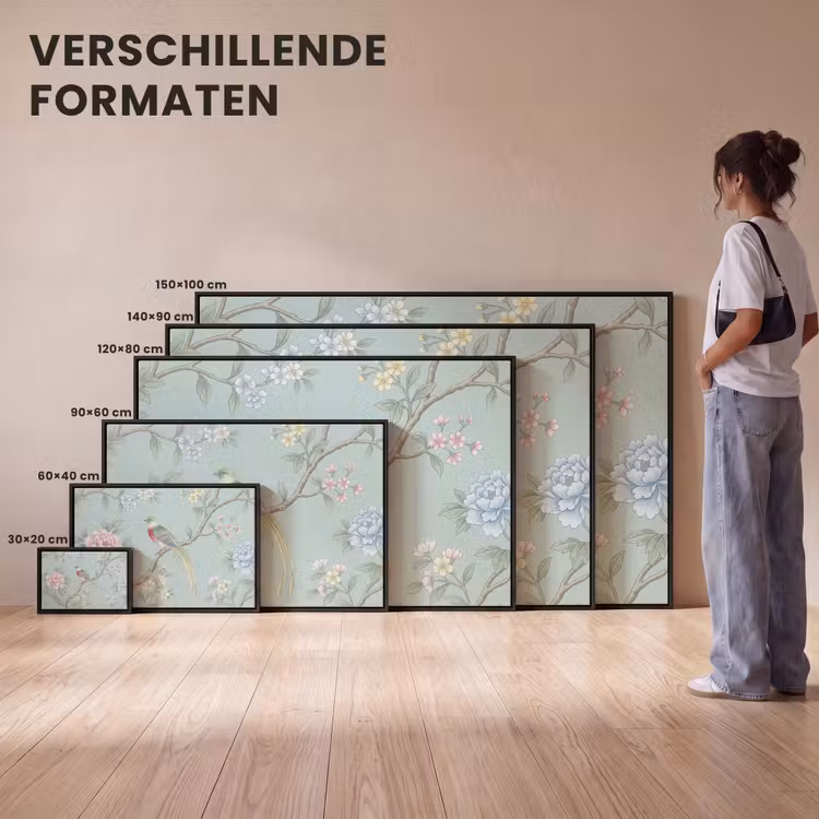 Canvas met lijst - Vogel - Bloemen - Kleurrijk — 7