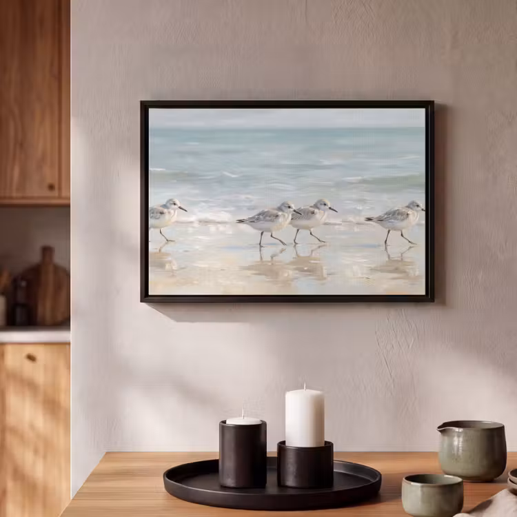 Canvas met lijst - Vogels - Strand - Zee — 2