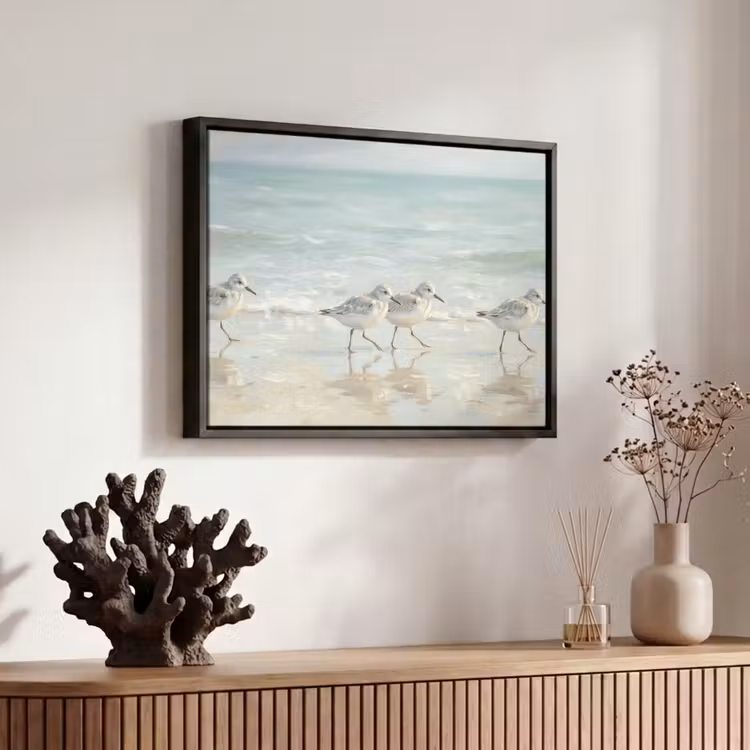 Canvas met lijst - Vogels - Strand - Zee — 6