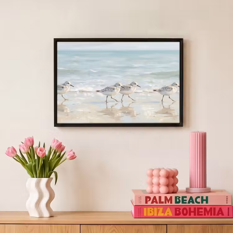 Canvas met lijst - Vogels - Strand - Zee — 8