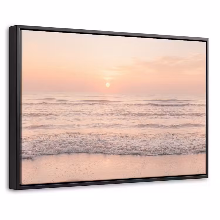 Canvas met lijst - Zon - Strand - Roze — 1