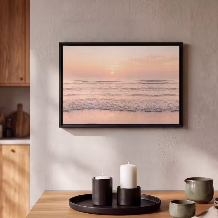 Canvas met lijst - Zon - Strand - Roze — 2