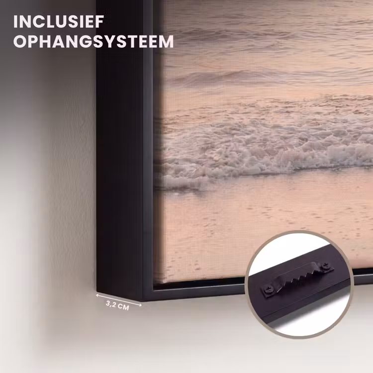 Canvas met lijst - Zon - Strand - Roze — 3