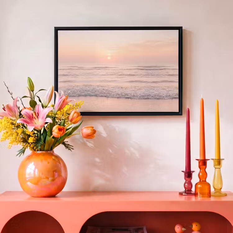Canvas met lijst - Zon - Strand - Roze — 4