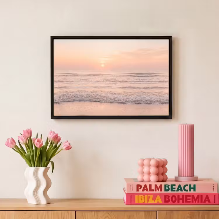 Canvas met lijst - Zon - Strand - Roze — 8