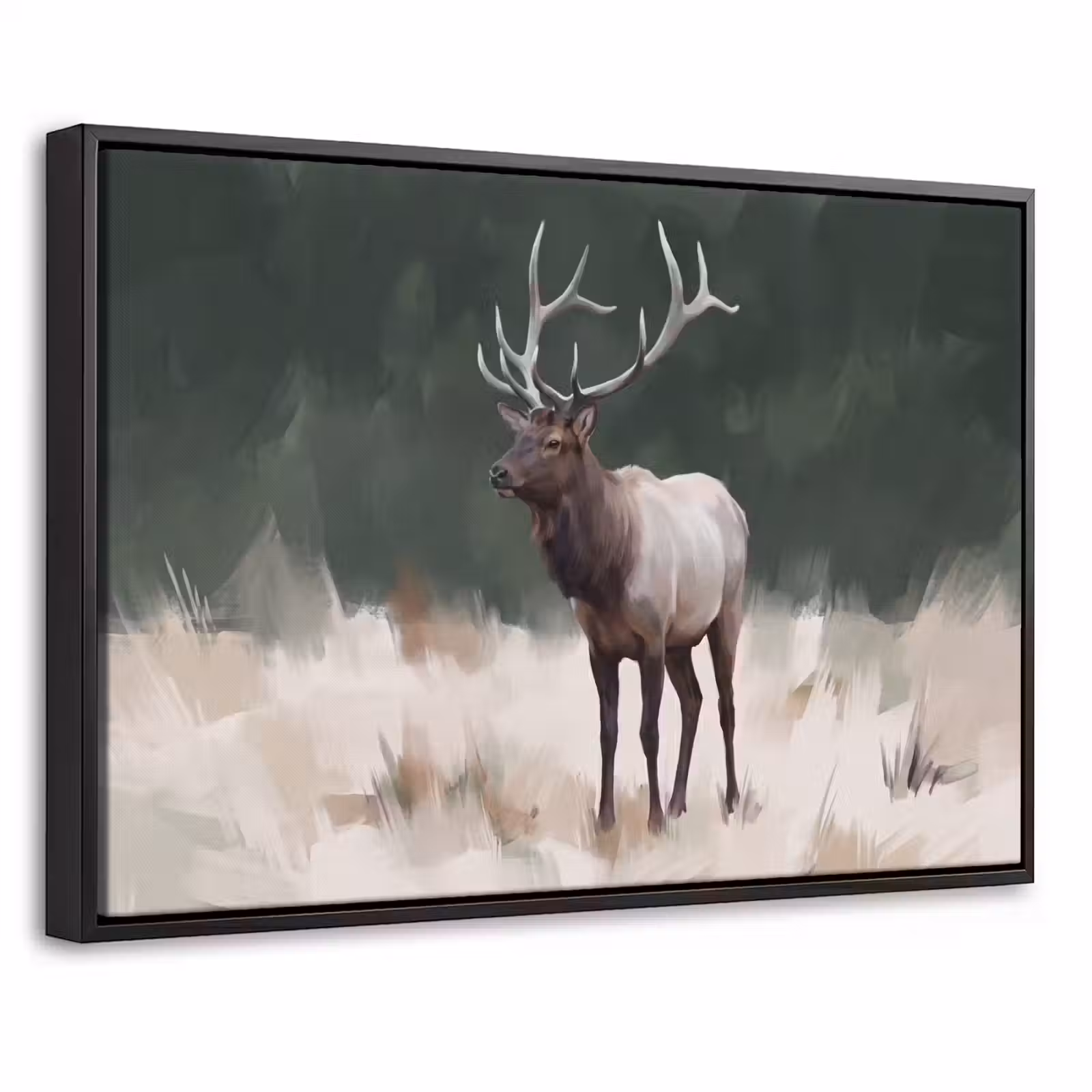 Canvas met lijst - Edelhert - Gewei - Schildering - Rustiek — 1