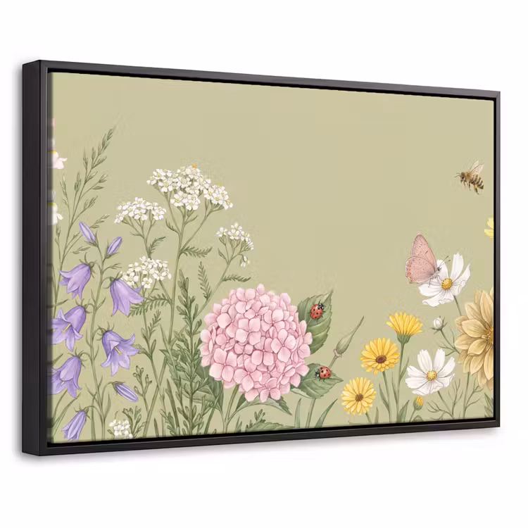 Canvas met lijst - Botanisch - Bloemen - Kleurrijk — 1