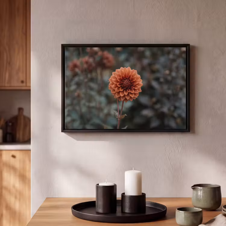 Canvas met lijst - Dahlia - Bloem - Natuur - Sfeervol — 2