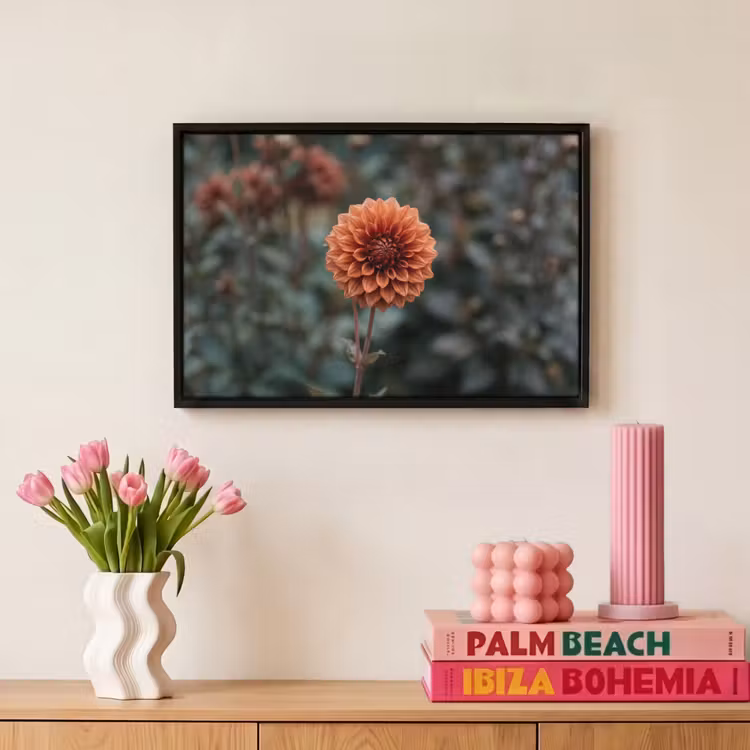 Canvas met lijst - Dahlia - Bloem - Natuur - Sfeervol — 8
