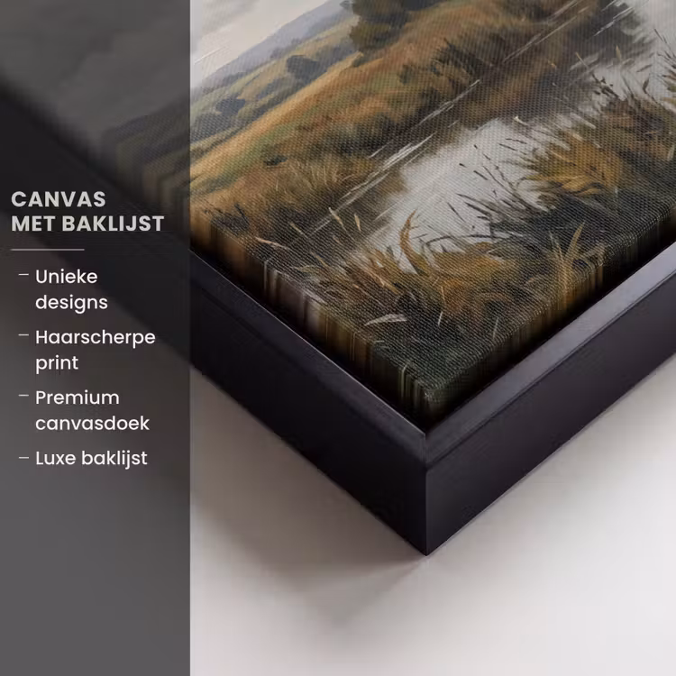 Canvas met lijst - Eenden - Rivier - Landschap - Vlucht - Nostalgisch — 5