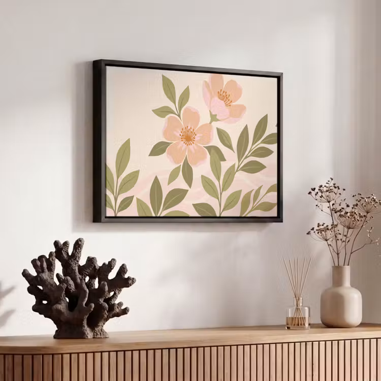 Canvas met lijst - Grafisch - Bloemen - Roze — 6