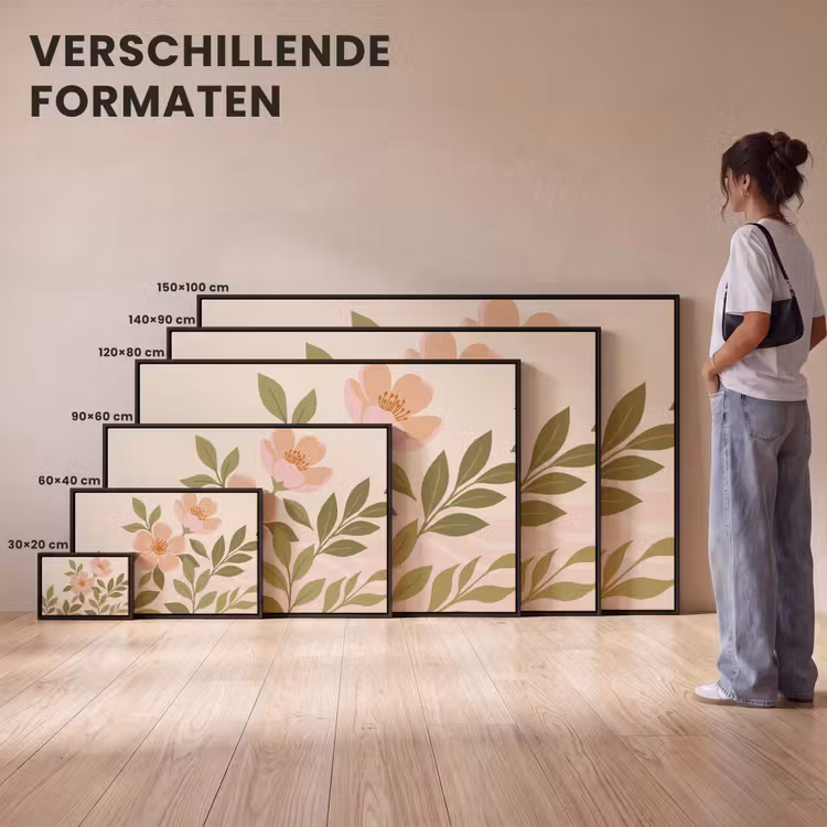 Canvas met lijst - Grafisch - Bloemen - Roze — 7