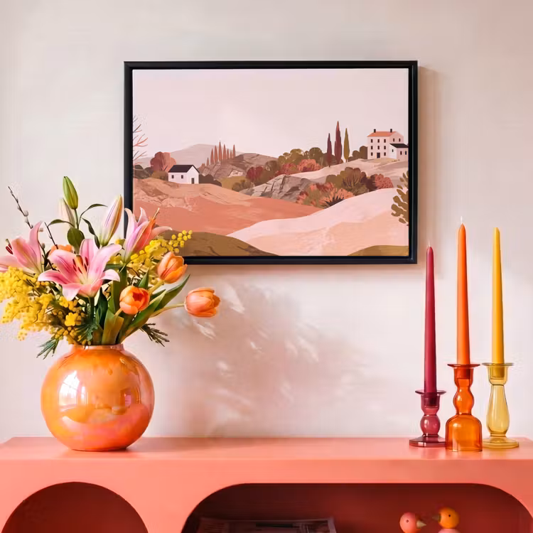 Canvas met lijst - Heuvellandschap - Grafisch - Terracotta — 4