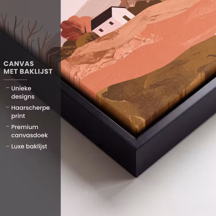Canvas met lijst - Heuvellandschap - Grafisch - Terracotta — 5