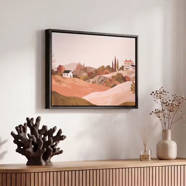 Canvas met lijst - Heuvellandschap - Grafisch - Terracotta — 6