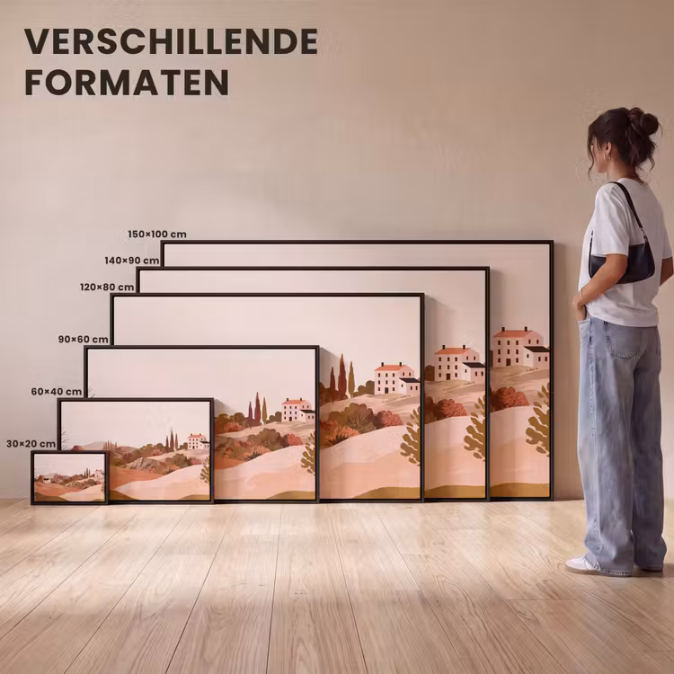 Canvas met lijst - Heuvellandschap - Grafisch - Terracotta — 7