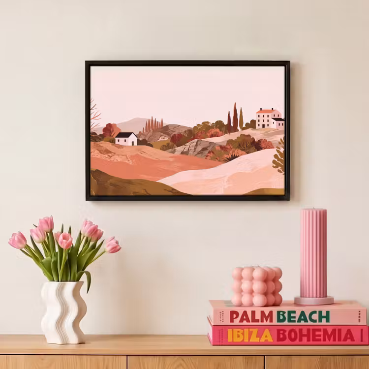 Canvas met lijst - Heuvellandschap - Grafisch - Terracotta — 8