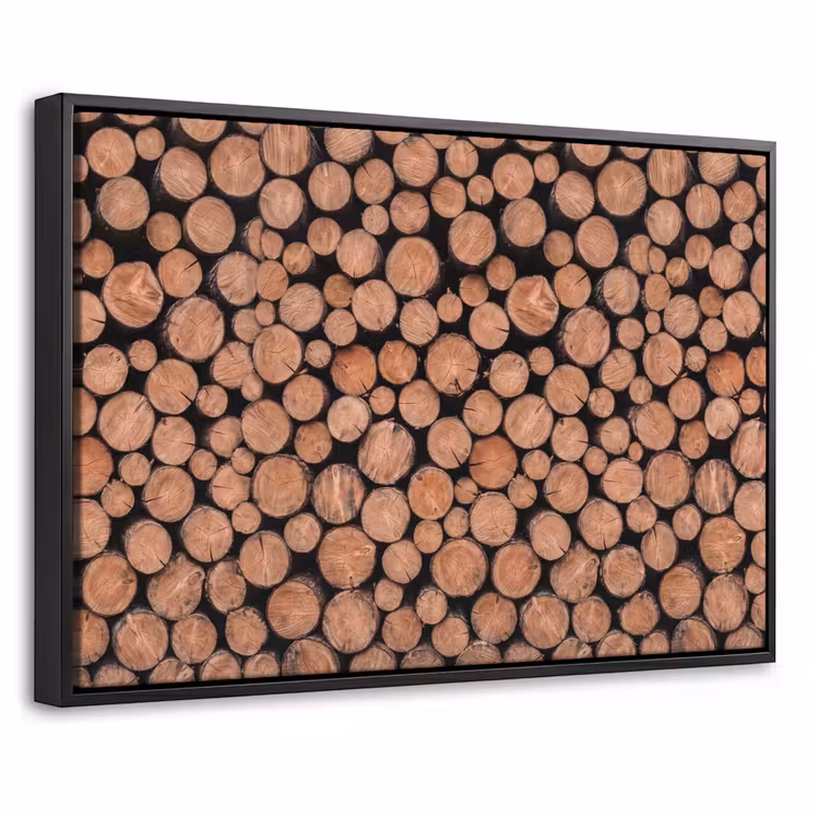 Canvas met lijst - Houtblokken - Textuur - Patroon - Bruin - Rustiek — 1