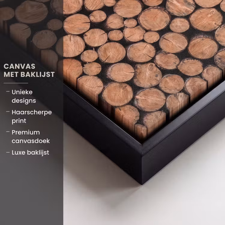 Canvas met lijst - Houtblokken - Textuur - Patroon - Bruin - Rustiek — 5