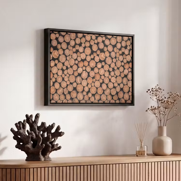 Canvas met lijst - Houtblokken - Textuur - Patroon - Bruin - Rustiek — 6