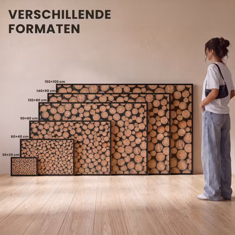 Canvas met lijst - Houtblokken - Textuur - Patroon - Bruin - Rustiek — 7
