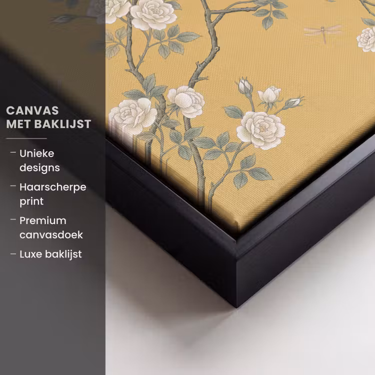 Canvas met lijst - IJsvogels - Bloesem - Geel — 5