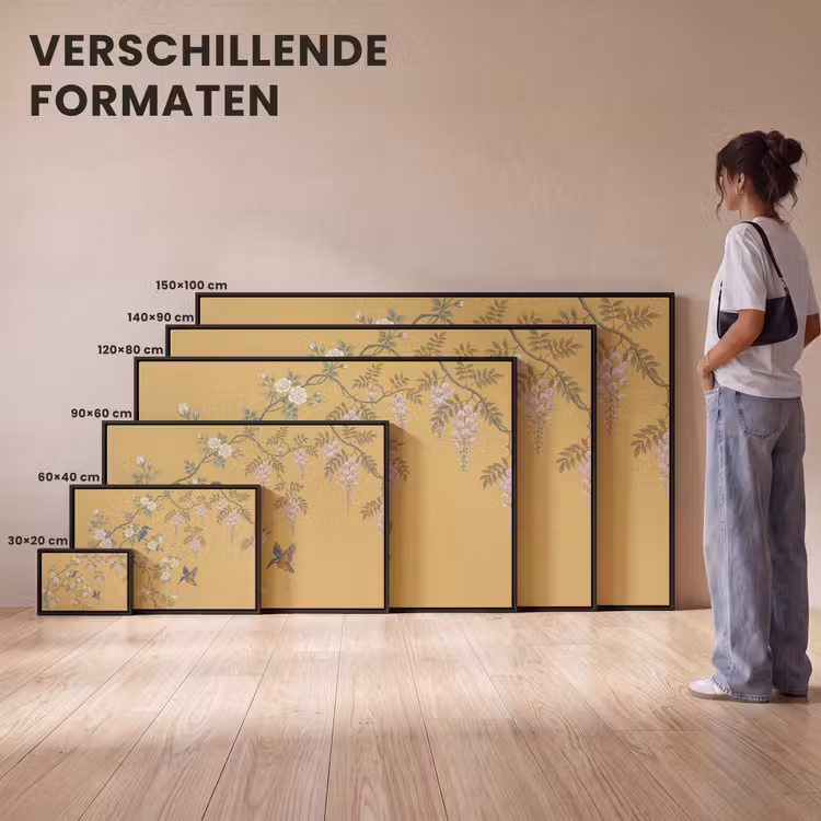 Canvas met lijst - IJsvogels - Bloesem - Geel — 7