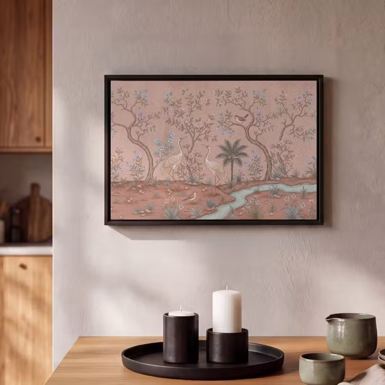 Canvas met lijst - Nostalgisch - Reigers - Roze — 2