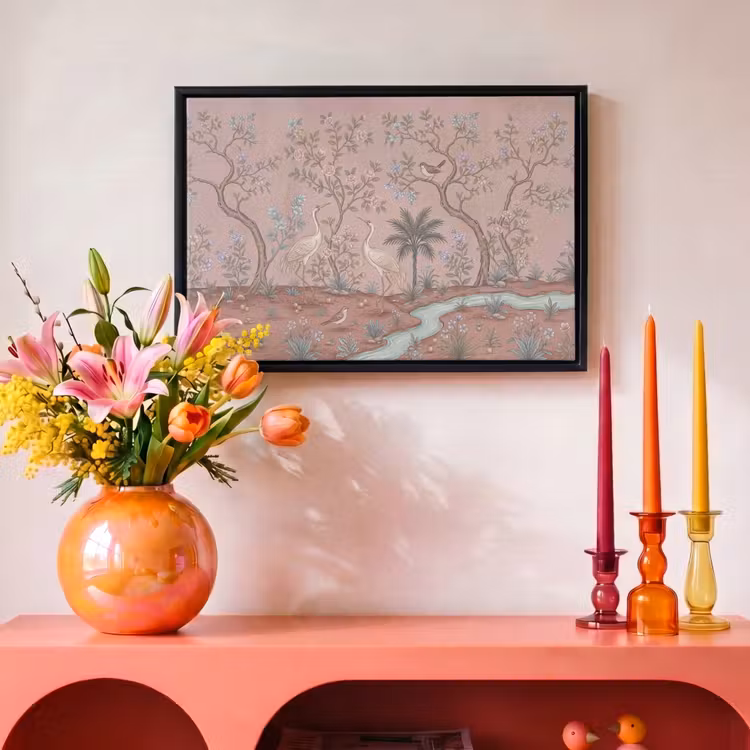 Canvas met lijst - Nostalgisch - Reigers - Roze — 4