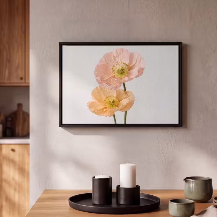 Canvas met lijst - Papavers - Botanisch - Roze — 2