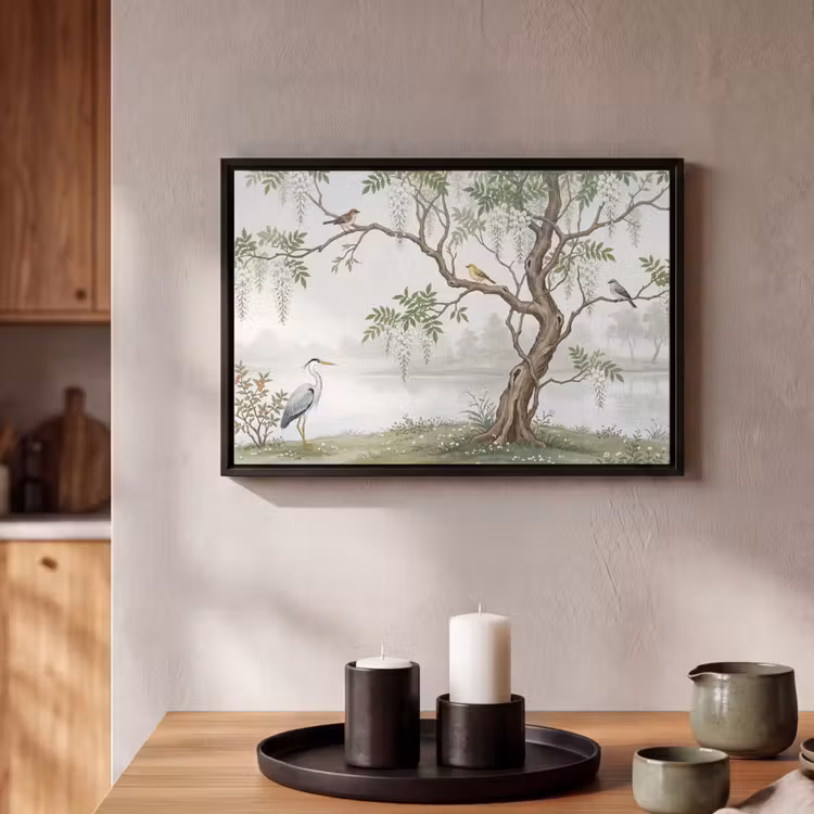 Canvas met lijst - Reiger - Landschap - Groen — 2