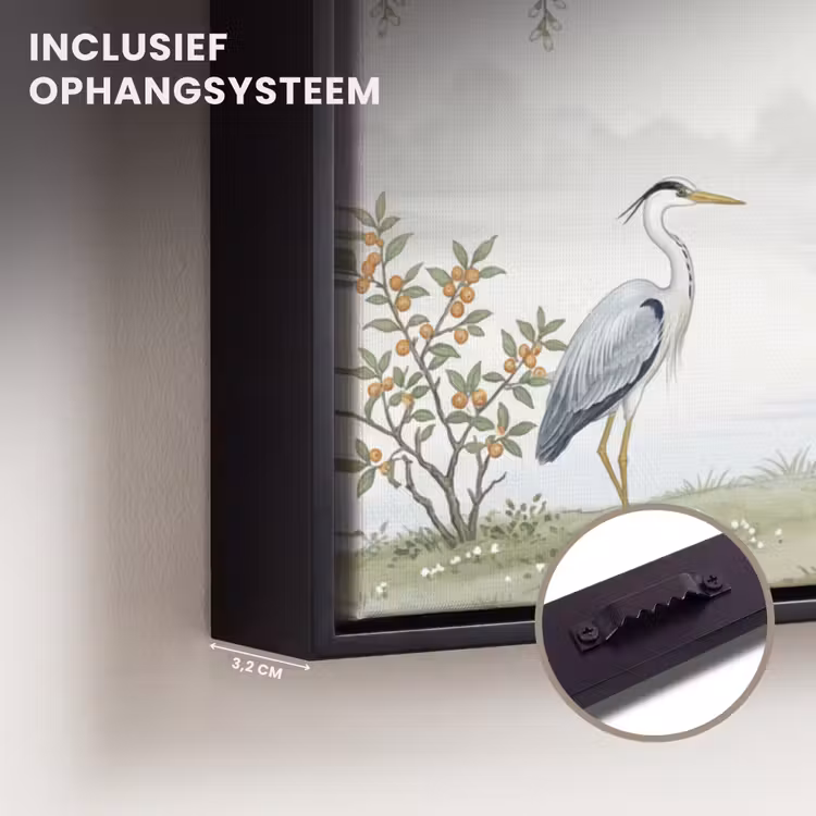 Canvas met lijst - Reiger - Landschap - Groen — 3