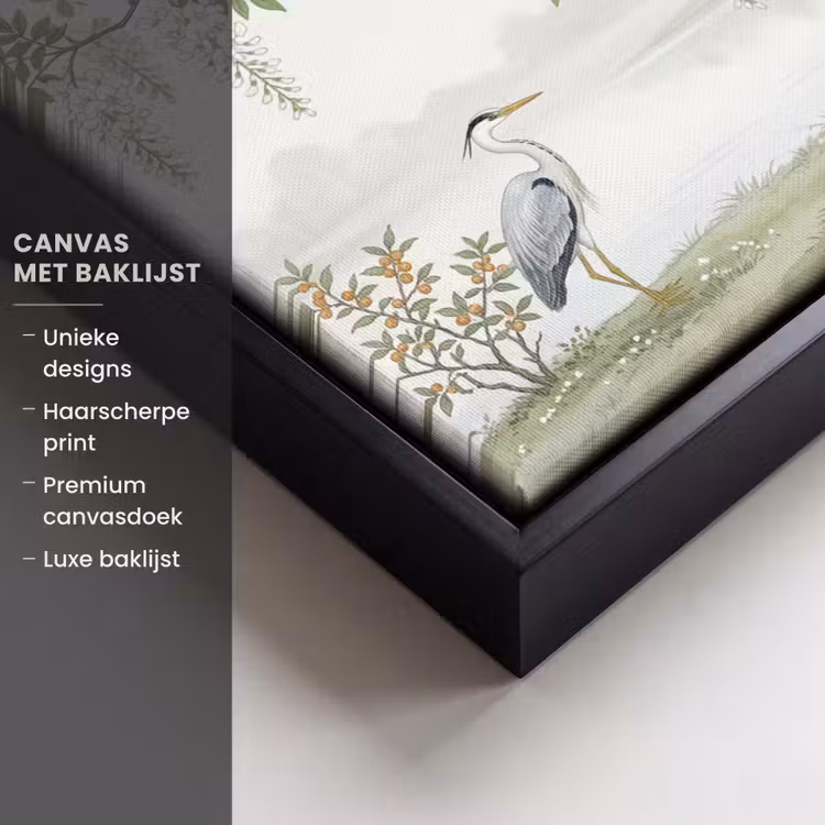 Canvas met lijst - Reiger - Landschap - Groen — 5
